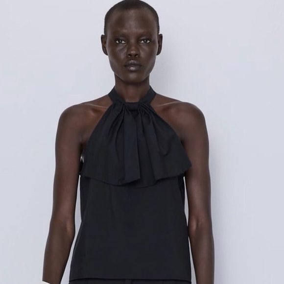 NEW!! Zara Poplin Top with Bow - Picture 1 of 11